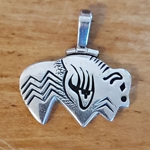 Navajo Jack Tom Sterling Buffalo Pendant